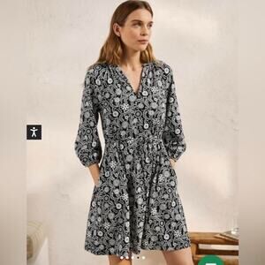 Boden Black and White Mini Dress - 10L